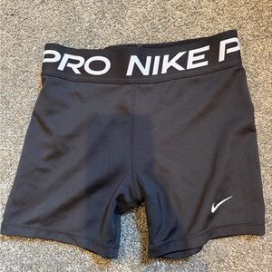 Youth Nike Black Pro Shorts with White Swoosh